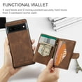 thumbnail image 3 of Back Wallet Case for Google Pixel 7 Pro with Detachable Card Slots Holder Magnetic Closure Cover, Premium PU Leather Slim Kickstand Soft Silicone Shockproof Lens Protective Case,Brown, 3 of 7