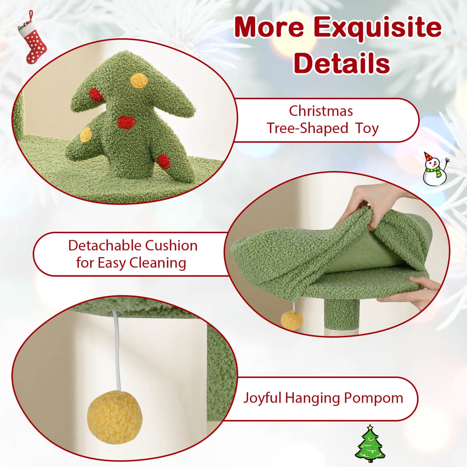 Infans 52" Tall Christmas Cat Tree w/ Sisal Scratching Posts Gift Box Shaped Condo