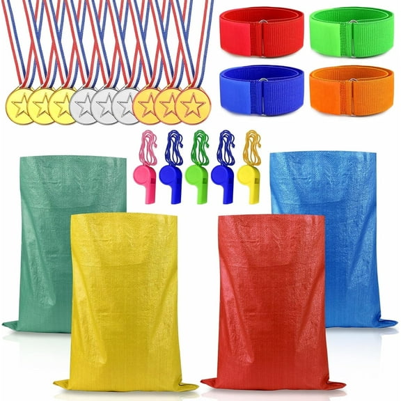 Beth 22 Pcs Outdoor Potato Race Bags 3 Legged Race Bands Potato Sack Race Bags
