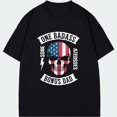thumbnail image 3 of Men's T-Shirt Black American Flag Skull One Badass Bonus Dad Graphic Print Casual Wear For Fathers Day, 3 of 4
