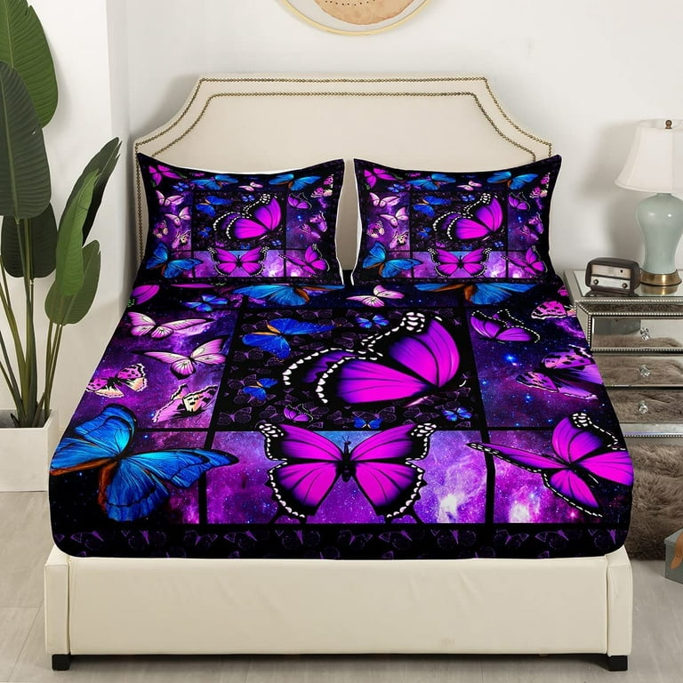Luxury Bedding Set Queen King Size 4pcs Bed Linen Purple