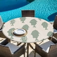 thumbnail image 6 of Abstract Art Fish Green Round Tablecloth 36-44 Inch Round Fitted Table Cloth with Elastic Edge, Coastal Ocean Summer Marine Life Waterproof Table Cover Protector for Outdoor Picnic Party Dining, 6 of 9