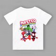 thumbnail image 3 of Camiseta de fiesta de cumpleaños para niño de Marvel Spider Man y sus buenos amigos, para niños de 2, 3, 4, 5, 6, 7, 8 y 9 años, personalizada, de verano, color blanco, 3 of 5