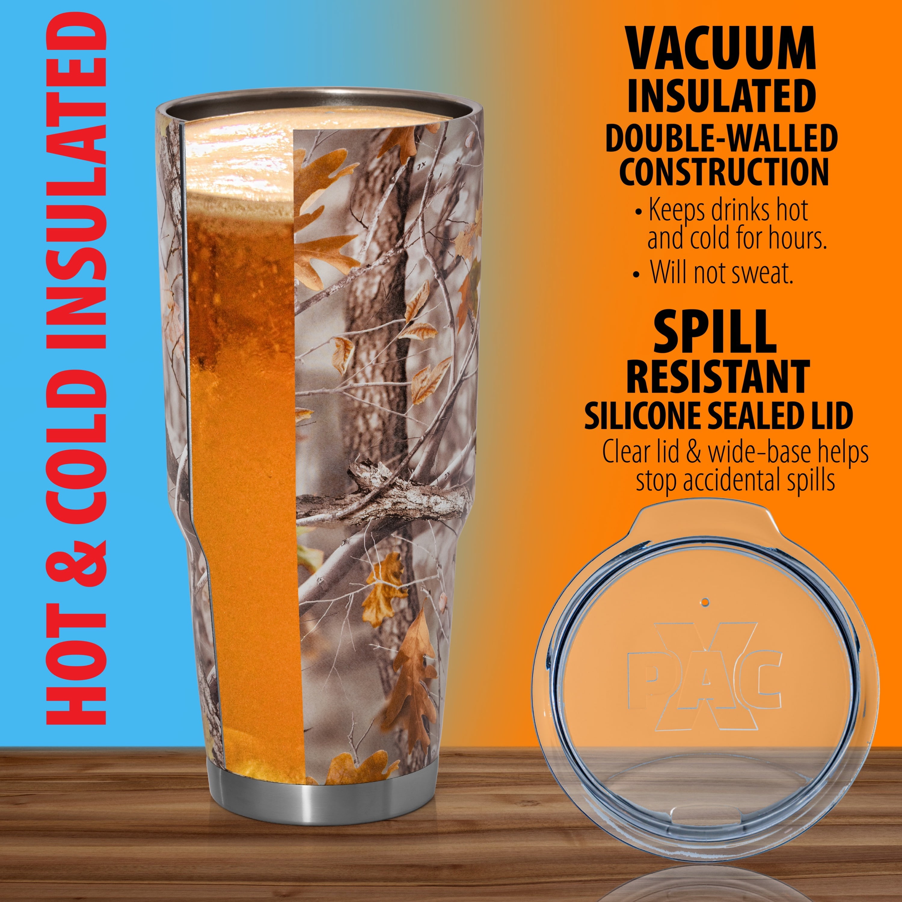 XPAC Double Vacuum Wall Stainless Steel Tumbler with Lid, 30 fl.oz. Camo