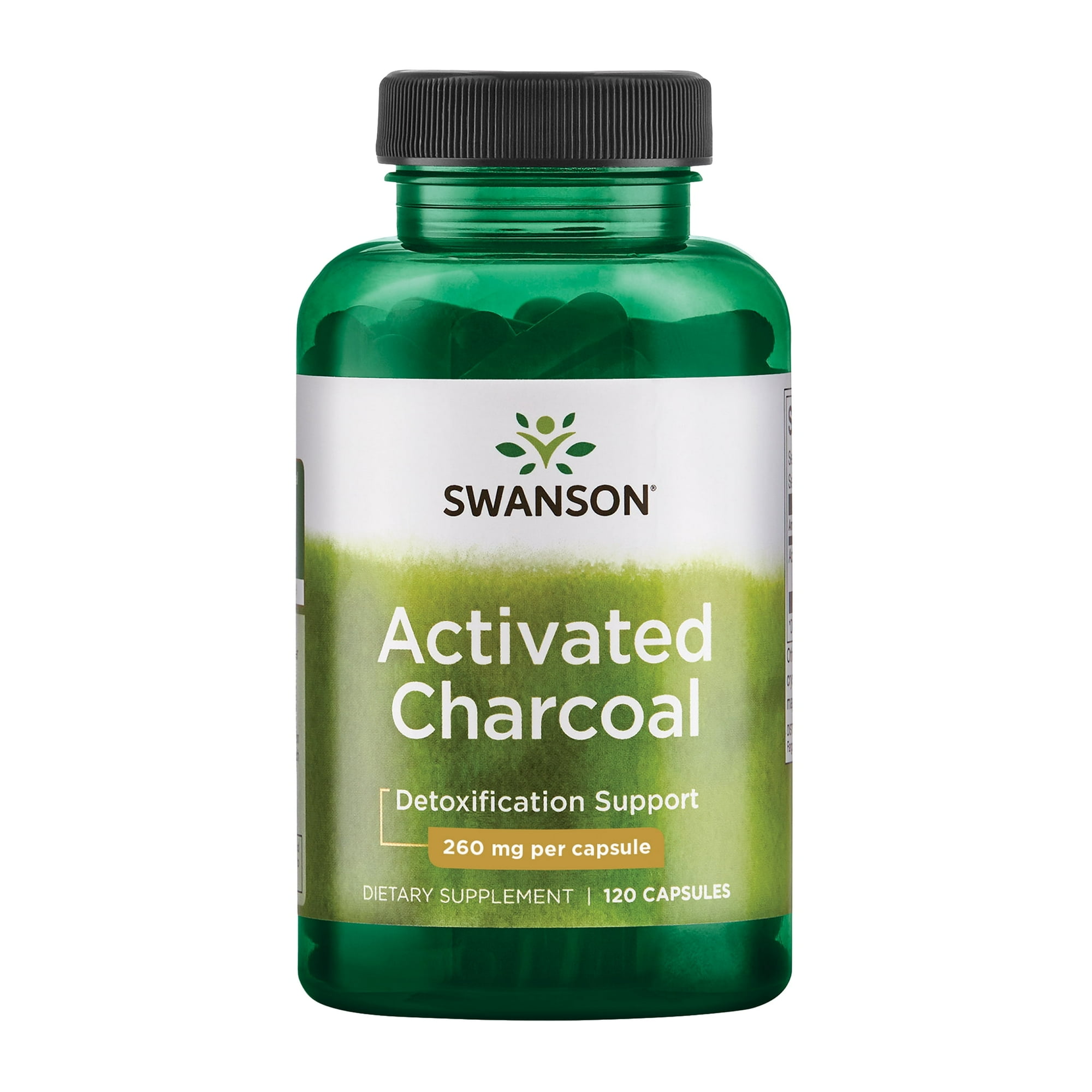 Swanson Activated Charcoal Capsules, 260 mg, 120 Count