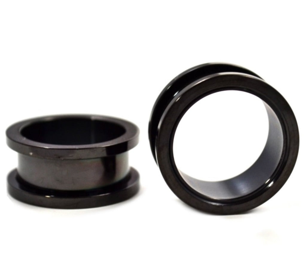 (PL) Screwon Plugs / Gauges / Tunnels Black Acrylic 2 Pieces (1 Pair