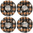 thumbnail image 2 of Shower Caps,Orange and Black Plaid Christmas Snowflake Pattern Waterproof Shower Cap for Women 4 Pieces,Double Reusable Hair Cover for Shower PEVA Elastic Stretch Hem, 2 of 7