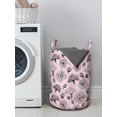thumbnail image 3 of Floral Laundry Bag, Demonstration of Romantic Pattern with Lineart Flowers Scenery, Hamper Basket with Handles Drawstring Closure for Laundromats, 13" x 19", Baby Pink and Charcoal Grey, by Ambesonne, 3 of 4