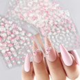 thumbnail image 3 of Puyokinm 30 hojas de stickers para uñas con flores blancas y rosas, 3 of 7