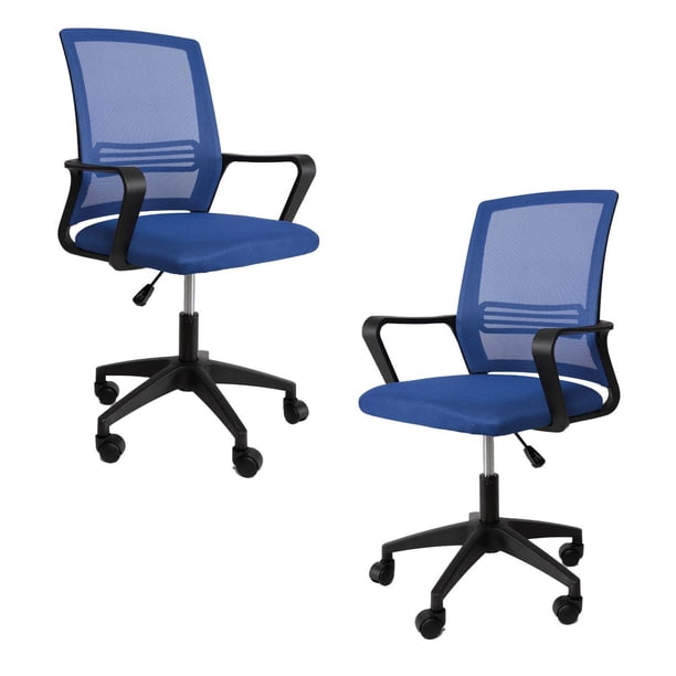 Set 2 Sillas De Escritorio Ergonomica Para Oficina Giratoria azul