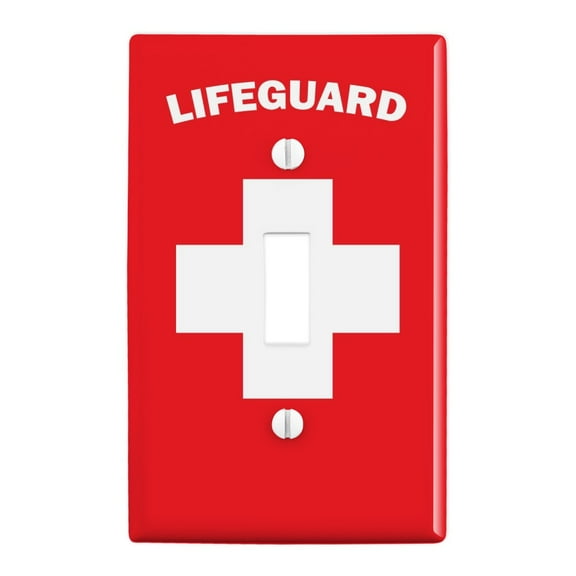Lifeguard Red and White Plastic Wall Decor Toggle Light Switch Plate Cover