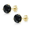 thumbnail image 3 of Gem Stone King 14K Yellow Gold Black Sapphire Martini Women Stud Earrings (2.30 Cttw, Gemstone September Birthstone, Round 6MM), 3 of 3