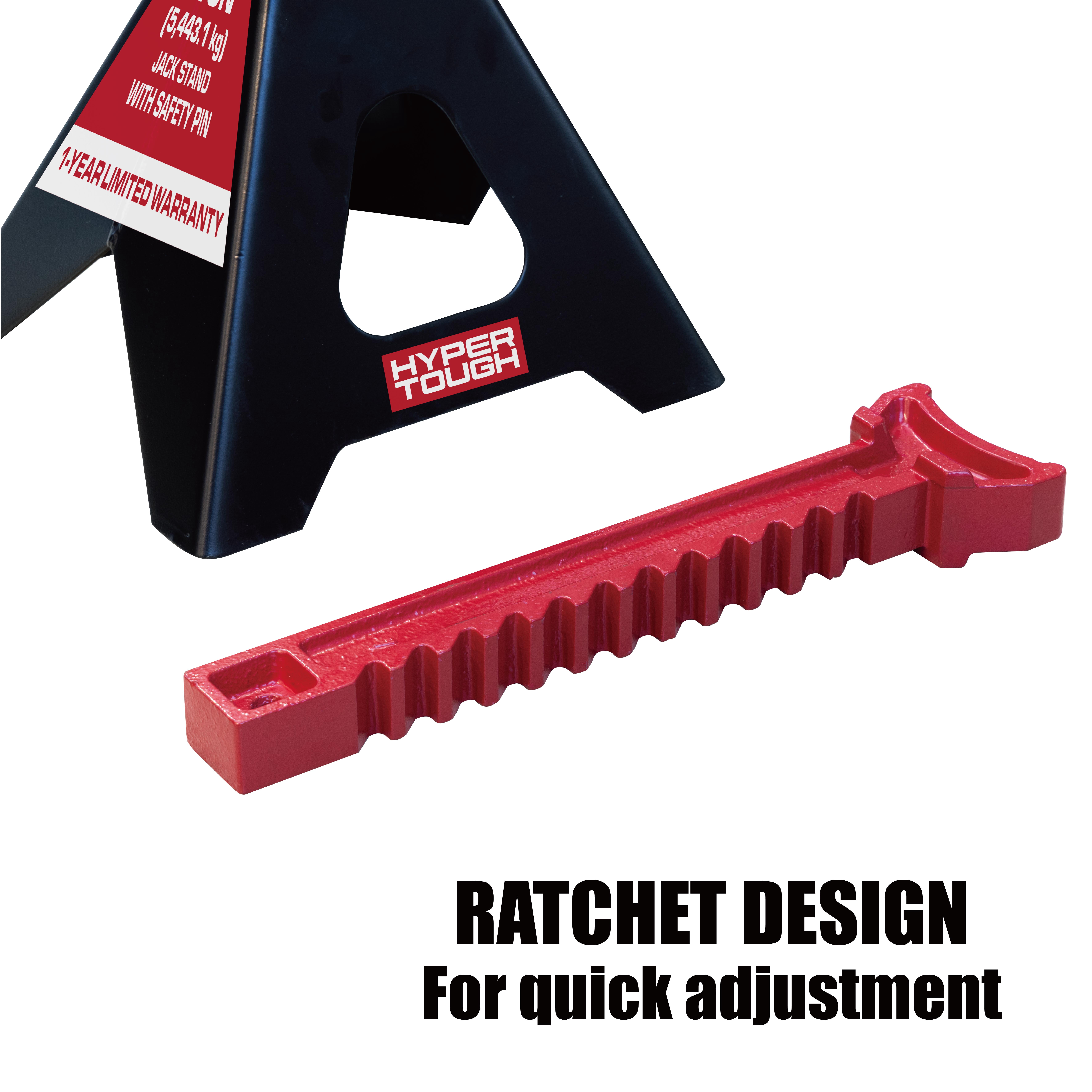Hyper Tough T46002CW Heavy Duty Steel 6 Ton Jack Stands with Locking Pin