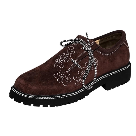 Men's Embroidered Suede Side-Lace Casual Shoes With Sole for Everyday
