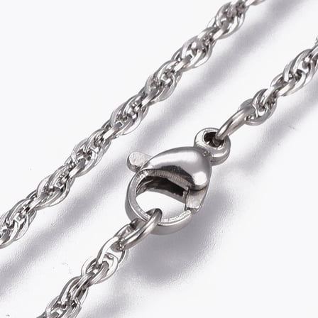 5pc Non-304 Stainless Steel Rope Chain Necklaces with Lobster Claw Clasp Stainless Steel Color 17.7 inch(45cm) 2mm