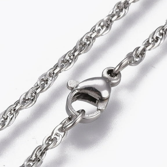 5 pc Non-Tarnish 304 Stainless Steel Rope Chain Necklaces with Lobster Claw Clasp Stainless Steel Color 17.7 inch(45cm) 2mm