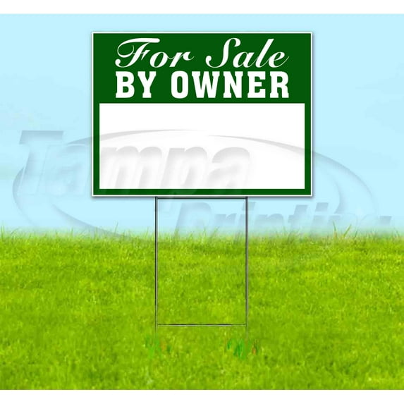 For Sale By Owner (18" x 24") Yard Sign, Includes Metal Step Stake