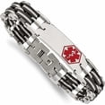 thumbnail image 5 of Stainless Steel Black Rubber Red Enamel 8.25In Medical Bracelet Made In China -Jewelry By Sweet Pea, 5 of 9
