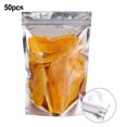 SUKIY 50Pcs Silver Clear Resealable Aluminum Foil Self Sealing Bags