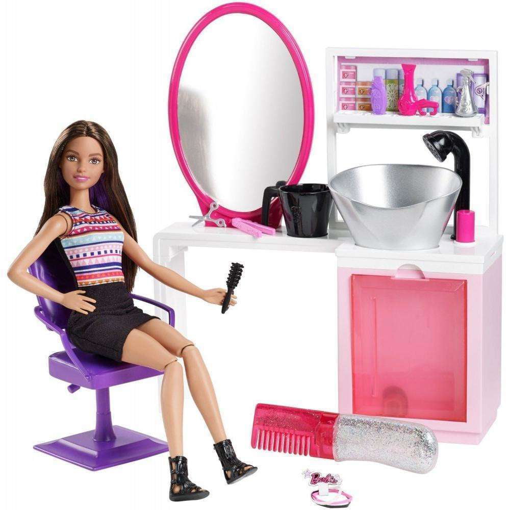 Barbie Sparkle Style Salon Doll & Playset - Brunette 