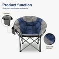 thumbnail image 3 of Folding Round Moon Camping Chair,Lawn Chair w/Cup Holder,Cooler Bag,Blue, 3 of 6