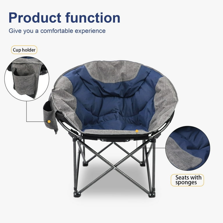Reking Folding Round Moon Camping Chair, Lawn Chair, Padded Seat - Main Image