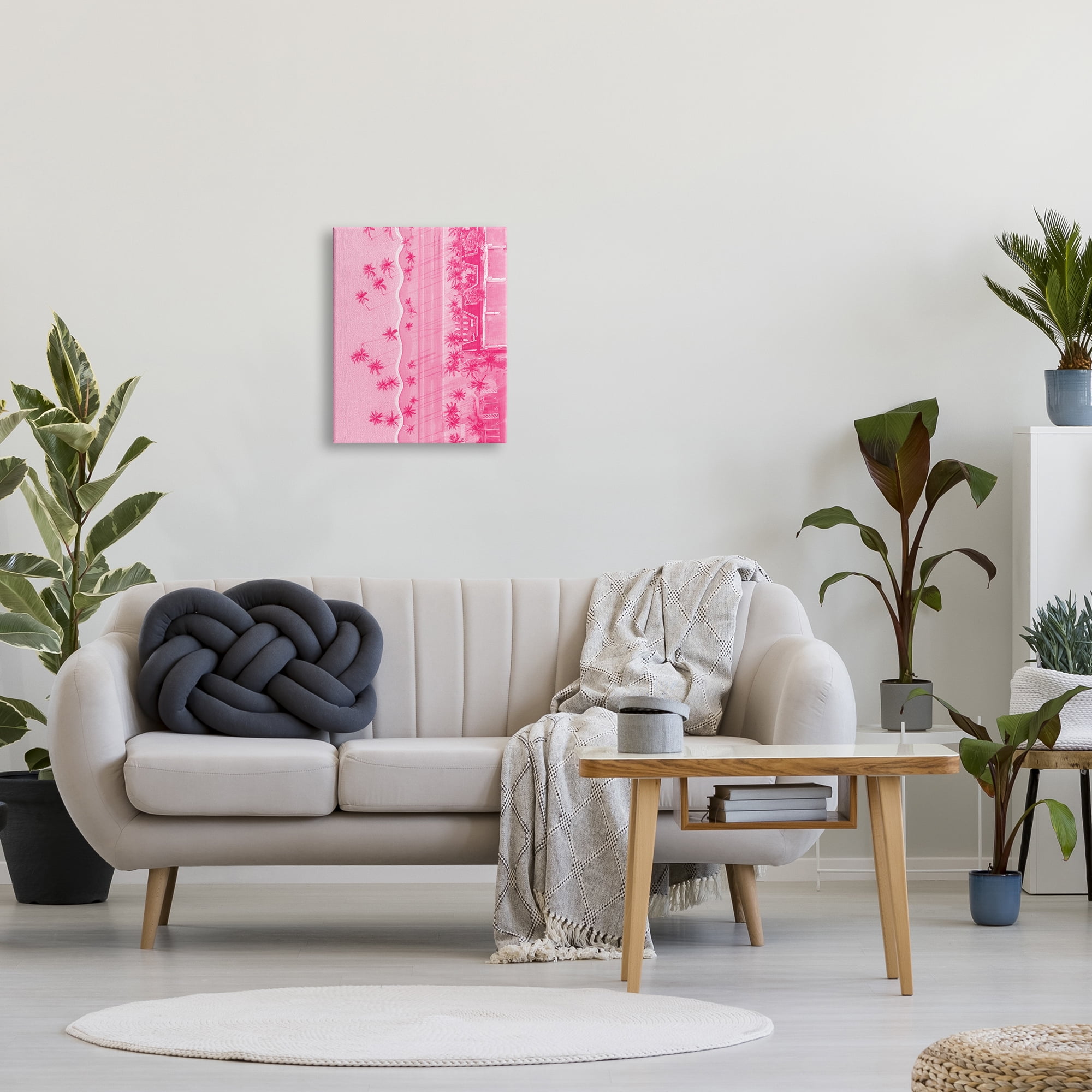 Stupell Industries Pink Aerial Tropical Landscape Landscape Painting Gallery Wrapped Canvas Art Print Wall Art, 16 x 20