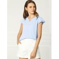 thumbnail image 2 of Camiseta Manga Tulipán Cuello En V Básico Allegra K Para Mujer Azul claro XL, 2 of 6