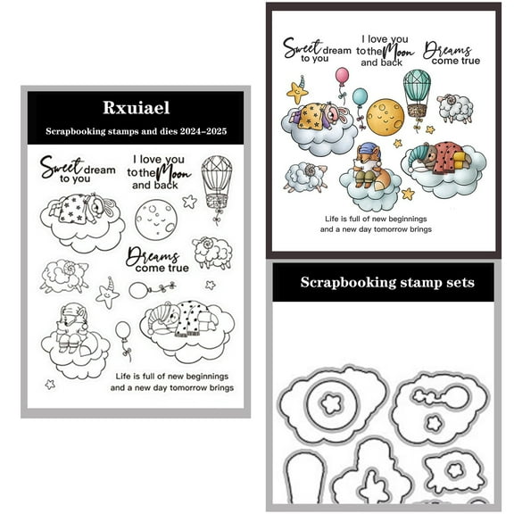 Rxuiael Stamps and Cutting Dies Sets for 2025-2026 Stamps Dies Card Crafting for Card Making