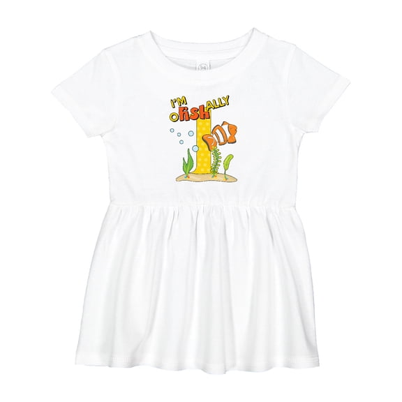 Inktastic I'm O-fish-ally One Cute Clownfish First Birthday Girls Baby Dress