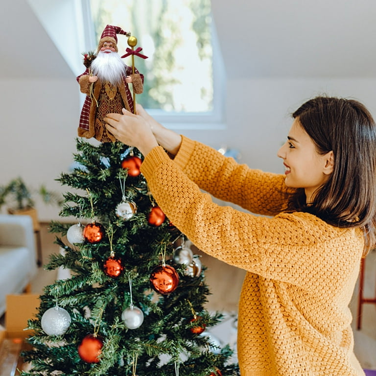 Fridja Christmas Tree Topper Santa Christmas Tree Hat Tree Top Star Santa Claus Ornaments Forest Elderly Tree Top Topper Christmas Decor For Home