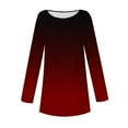 thumbnail image 5 of Scyoekwg Long Sleeve Shirts for Women Crew Neck Hide Belly Pullovers Comfy Gradient Print Graphic Tees Cute Tops Dressy Casual Blouses Loose Tunics Tops to Wear with Leggings (Wine,M), 5 of 5