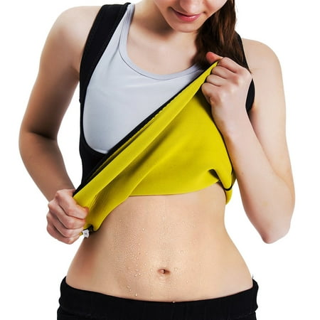 SLIMBELLE Women Sweat Neoprene Waist Trainer Hot Slimming Sauna Sweat Vest Tummy Control Body Shaper for Weight (Best Workout For Flat Tummy)