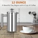 thumbnail image 5 of Cafetera de prensa francesa de acero inoxidable, prensa francesa con aislamiento de doble pared, para café y té, con 3 filtros adicionales y una cuchara de café, 12 oz/350 ml, color plateado, 5 of 8