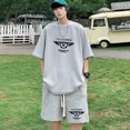 thumbnail image 5 of Conjunto de verano para hombre, camiseta con estampado de gofres, pantalones cortos, traje, diseño de marca elegante, pantalones deportivos de moda, conjunto de 2 piezas, 5 of 5