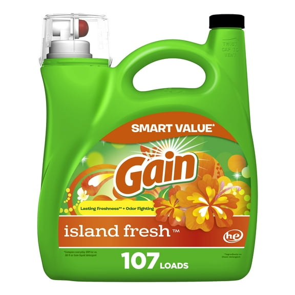 Gain Liquid Laundry Detergent, Island Fresh Scent, 154 fl oz, 107 Loads