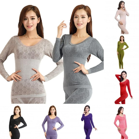 Limei Thermal Underwear for Women Thermal Underwear Set, Ultra Soft Long Johns for Women with Fleece Lined Top Bottom
