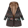 thumbnail image 1 of Top de Abrigo de Invierno de Navidad Para Mujer Blusa de Chaqueta Con Cremallera de Bolsillo Con Cordón de Colorblock de Manga Larga Con Capucha Odeerbi ODB193936, 1 of 4