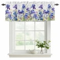 thumbnail image 2 of Blue Spring Floral Valances for Windows, Watercolor Flowers Summer Botanical Light Filtering Kitchen Curtains, Rod Pocket Window Valance Curtains for Living Room Bedroom, 42" W x 12" L, 2 Panels, 2 of 9