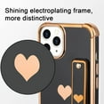 thumbnail image 3 of Designed for iPhone 14 Pro Case with Strap Luxury Love Heart Plating Gold Bumper Phone Cover Wristband Kickstand [Reinforced Corners] Shockproof Anti-Scratch Slim Case for Women-Black, 3 of 9