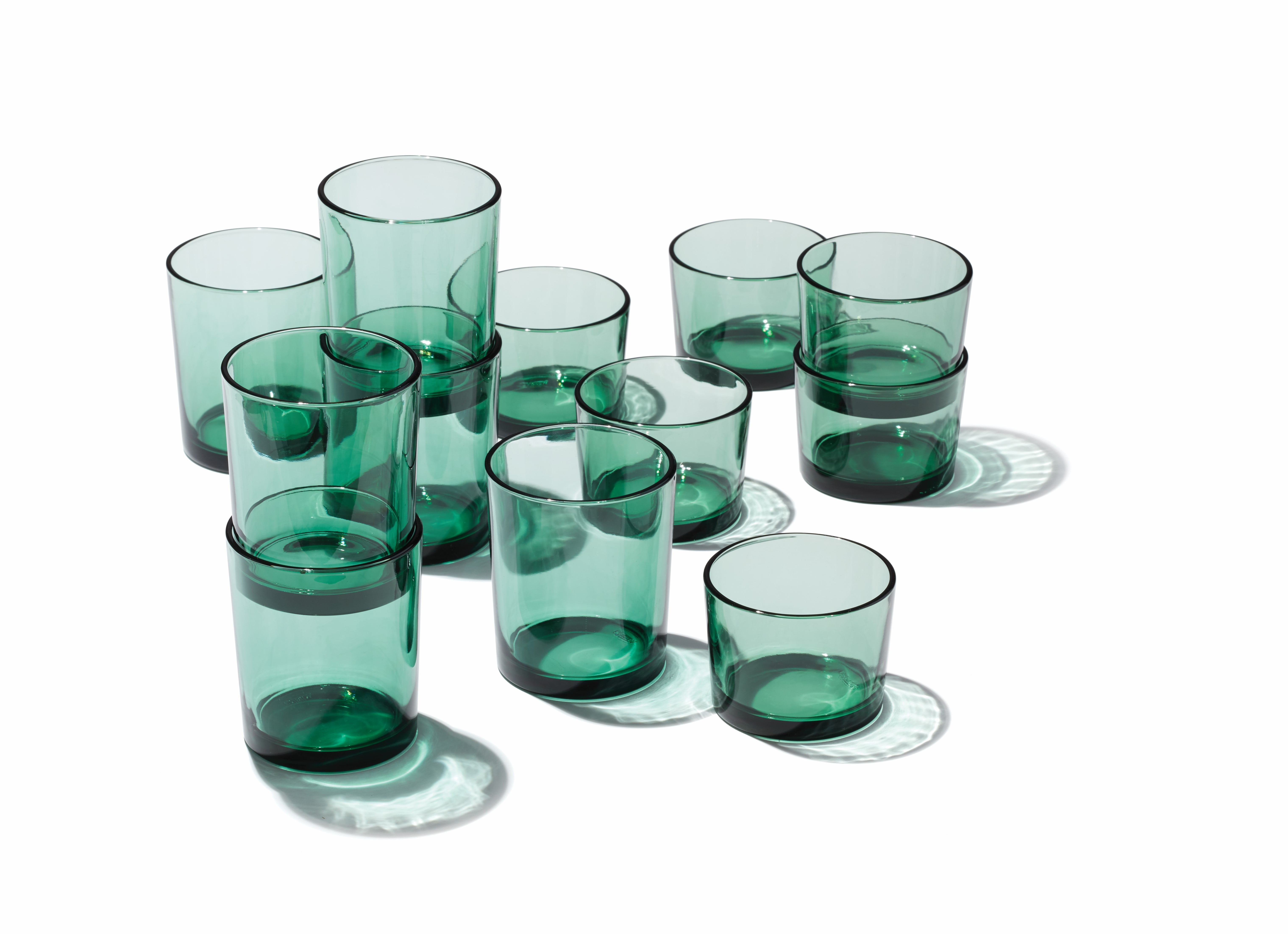 Oneida Entertain 365 12-Piece Green Glass Stackables Drinkware Set