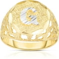 thumbnail image 1 of Floreo Men's 10k Yellow Gold Round Two-Tone Gold A-Z Initial Ring, Sizes 5 - 11, 1 of 4