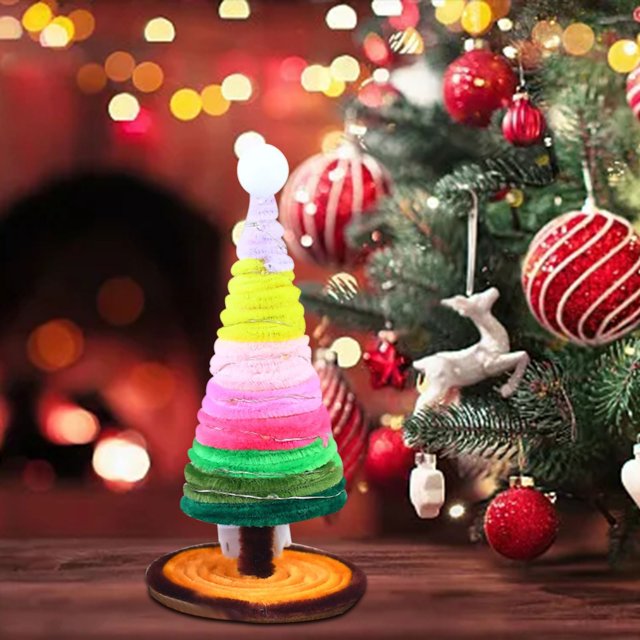 XWSHYW Decoraciones para El Hogar Nuevo Paquete de Material para Tejer Forma de Árbol de Navidad Hecho a Mano con Palitos Retorcidos, Adornos Pequeños para Decoración Navideña