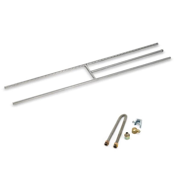 American Fire Glass SS-H-48 Stainless Steel H-Style Burner - Natural Gas, 48" x 8"