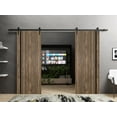 thumbnail image 3 of Sturdy Double Barn Door 48 x 80 inches with | Planum 0011 Walnut with Frosted Glass | 13FT Rail Hangers Heavy Set | Solid Panel Interior Doors, 3 of 6