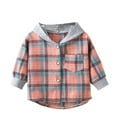 thumbnail image 6 of GYRATEDREAM Kids Boys Girls Flannel Shirts Kids Button Down Plaid Hoodie Shirt Casual Long Sleeve Sweatshirt Coats Fall Winter Lightweight Jacket for 3-14Y, 6 of 8