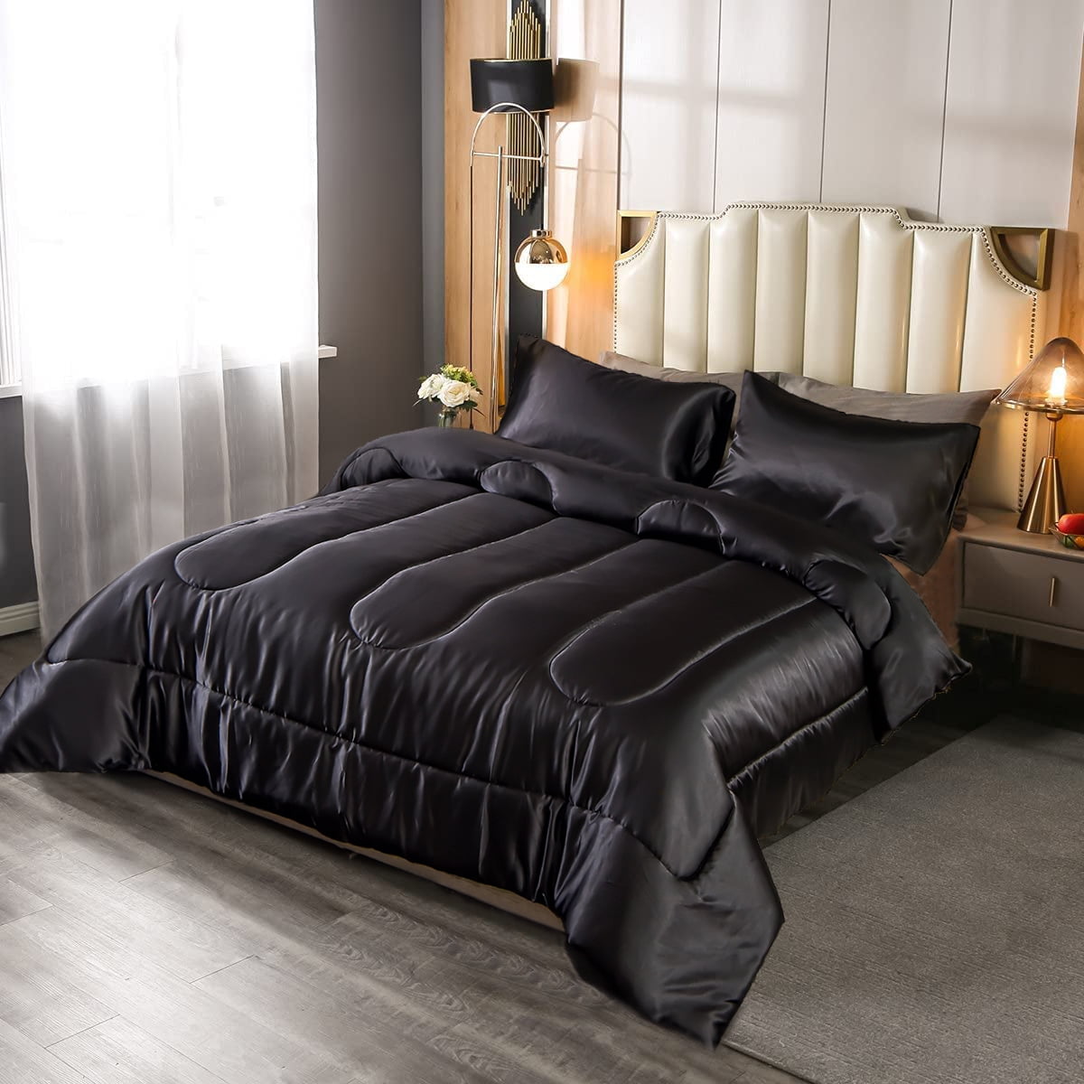 Satin Comforter Set King Silk Like Pink Bedding Set Luxury Hotel Silky Bed Home Deocr Sexy Silky Down Comforter Light Pink Bed Set