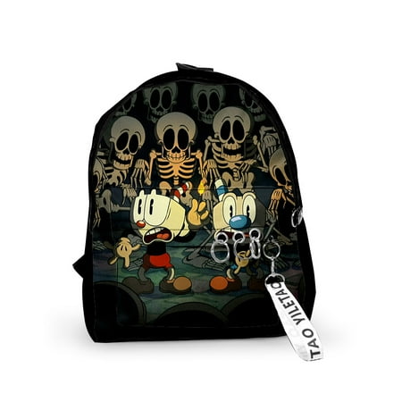 The Cuphead Show Merch Fabric One Shoulder Keychain Backpack Printed Student School Bag Mini bags