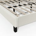 thumbnail image 4 of Queen Size Wooden Platform Bed Frame with Fabric Upholstered Headboard, Beige, 4 of 8