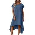 thumbnail image 6 of Maqroz Maxi Dress Summer Dresses 2026 Beach Vacation Clothes Beach Spring Sundresses with Pockets Fashion Boho Casual Midi Dress with Pockets Blue XXL, 6 of 8